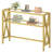 39.4" Glass Console Table with 2 Open Storage Shelves and X-Shaped Frame-1583763355