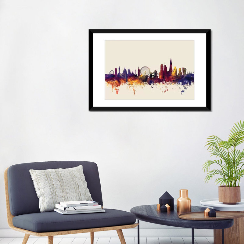 Série d’horizons : londres, angleterre, royaume-uni, impression sur toile tendue beige, L 32 po x H 24 po, Blanc