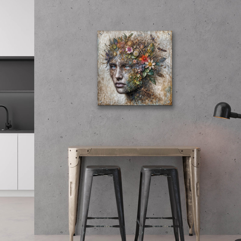  «Earth Face 3» par Rey Klimt, art mural en verre acrylique, 24 po x 24 po, H 24 po x l 24 po