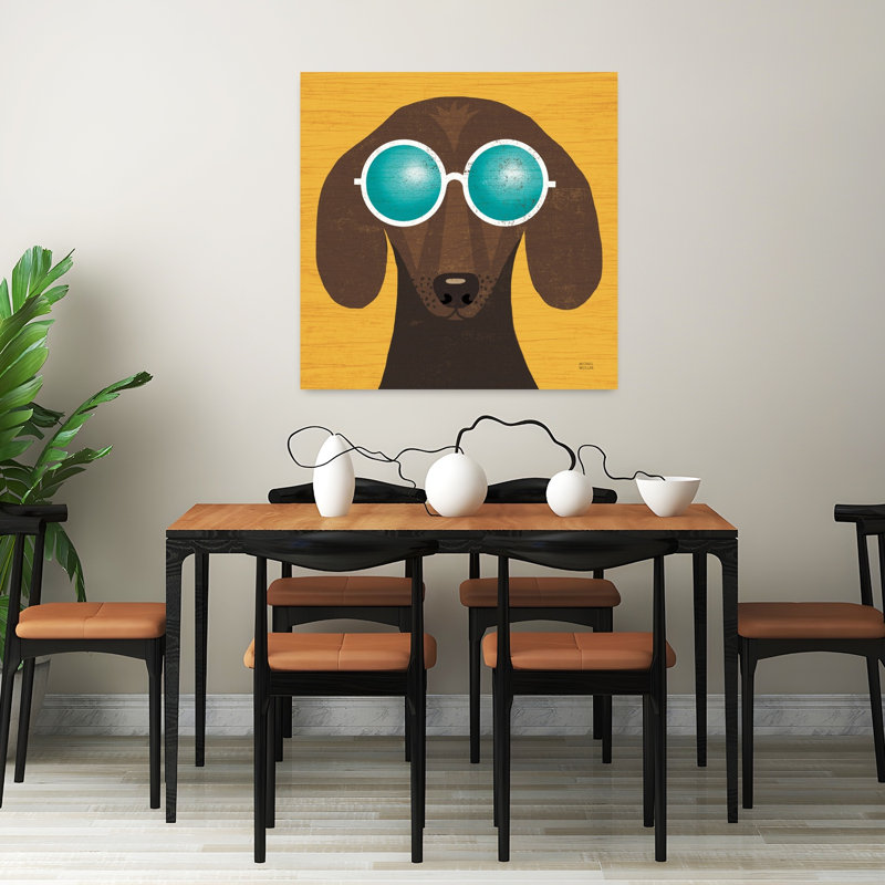 «Beach Bums Dachshund I», chien fantaisiste, art de plage, H 32 po x l 32 po