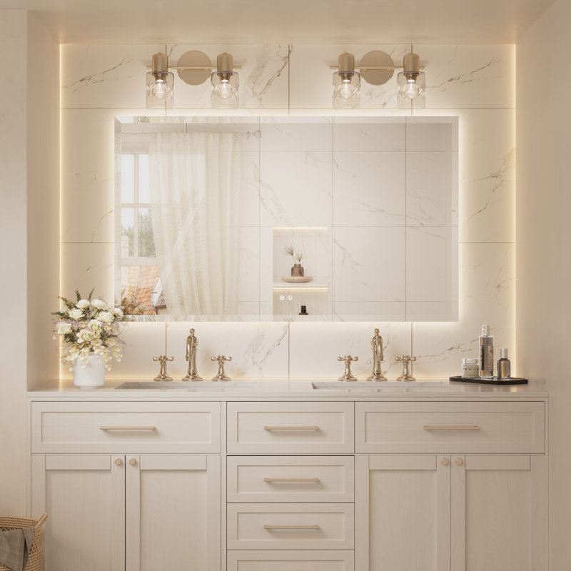 Miroir de salle de bain biseauté à rétroéclairage DEL, 36 po x 60 po