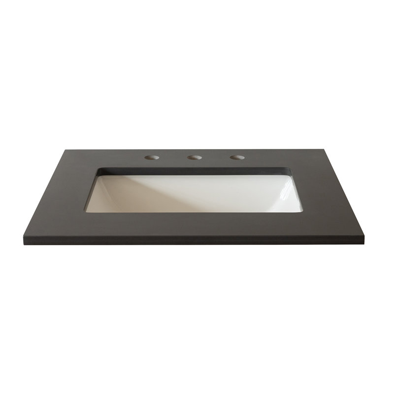 25" Gray Quartz top and single rectangle sink