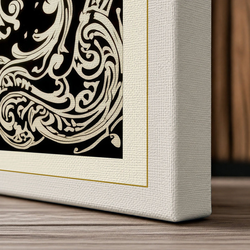 Ornamental Medallion Bloom Botanical - Wrapped Canvas, 24x16 - 61.0 x 40.6 cm, Cream Border