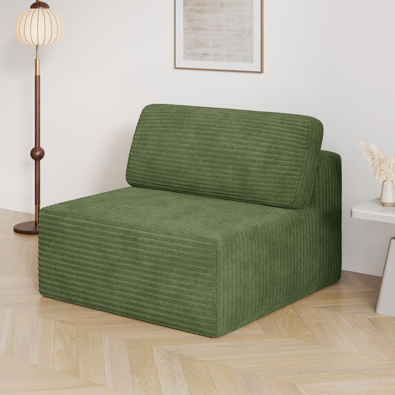 Upholstered Corduroy Accent Chair, Green