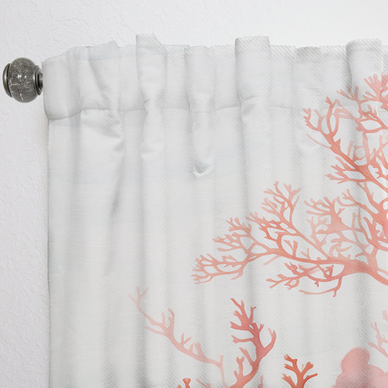 Galla Liquid Ink Crimson Coral - Nautical Velvet Curtain - Room Darkening - 1 panel, 52" W x 120" L