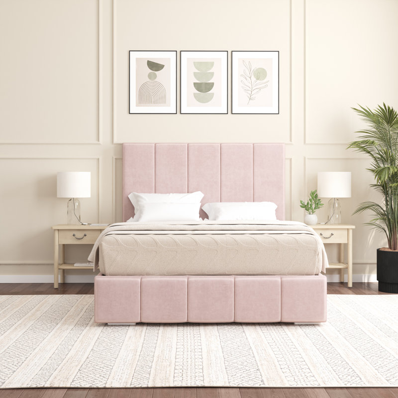 Edelmann Upholstered Bed, Small Double (4'), Pink