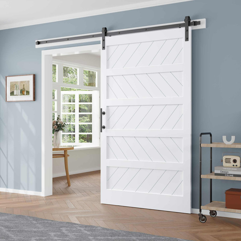 White 48" x 84" MDF Sliding Barn Door with PVC Surface
