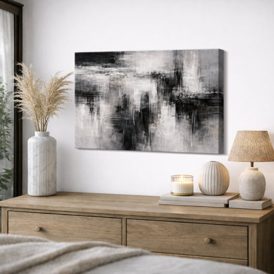 Composition abstraite de paysage urbain noir et blanc, images de salon moderne, impression sur toile giclée sur toile encadrée