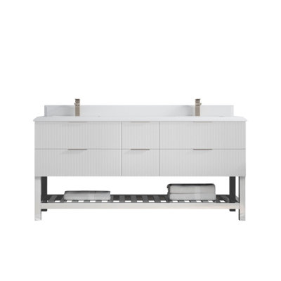 Meuble-lavabo double 72 po avec plateau Catalina