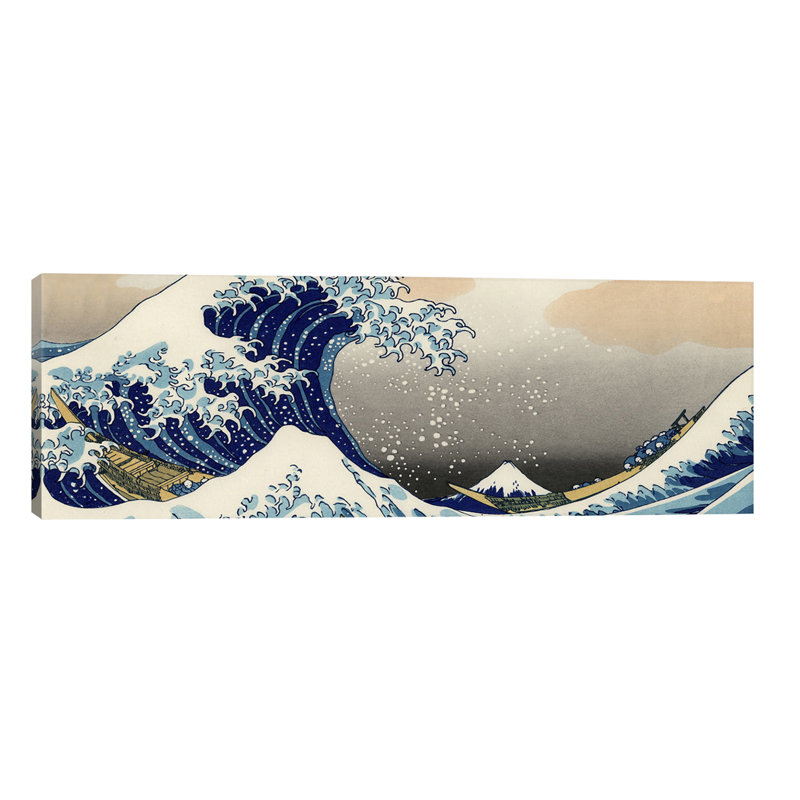 The Great Wave At Kanagawa by Katsushika Hokusai - Panoramic Painting on Canvas, 121.92 cm H x 40.64 cm W x 1.91 cm D