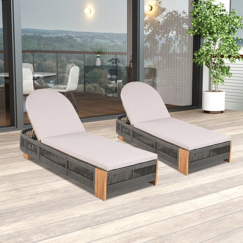 Chaise longue d'extérieur (ensemble de 2), Gris