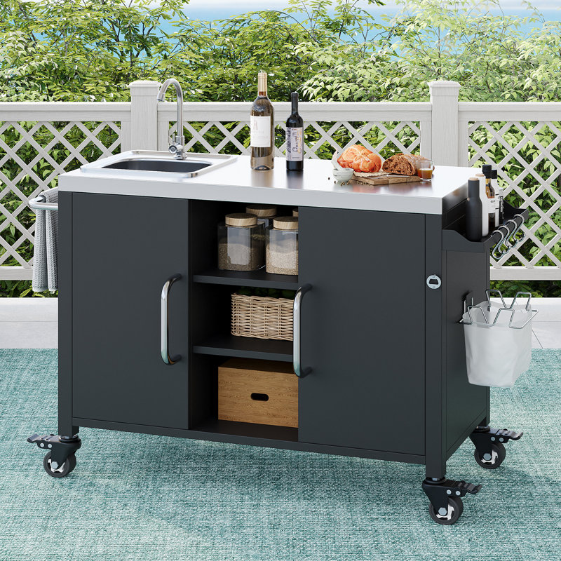Îlot de cuisine avec évier 55,5 "