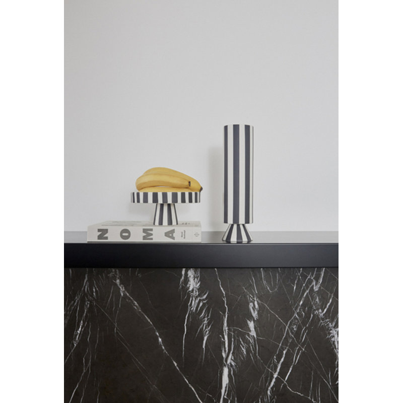 Toppu Handcrafted Table Vase, White/Black