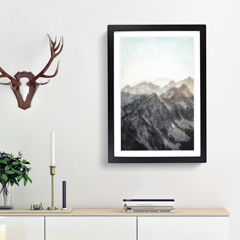 Mountain Range - Picture Frame Painting Print, 45cm H x 33cm W x 2cm D, Black Framed
