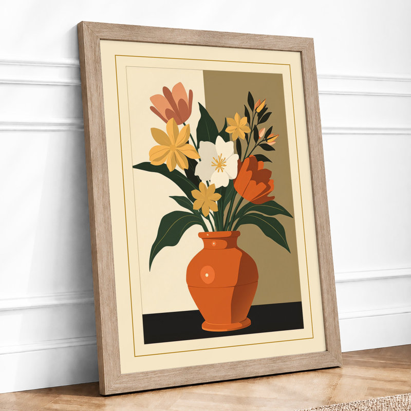 Terracotta Arrangement Botanical - Framed Print, A1 - 84.1 x 59.4 cm, Oak