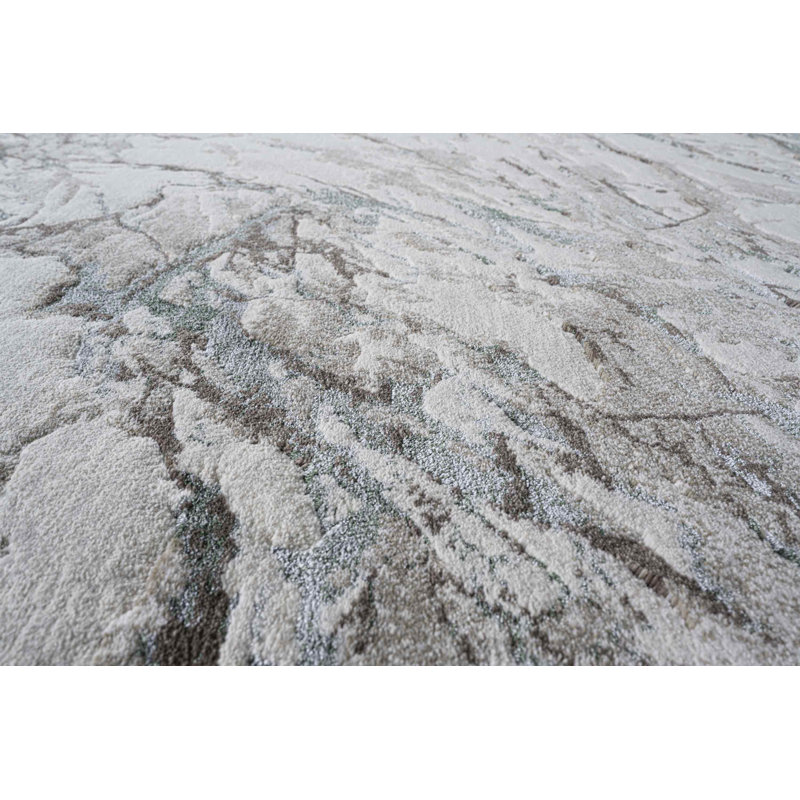 Ortraud Machine Woven Green/Grey Indoor Rug, Rectangle 133 x 195cm