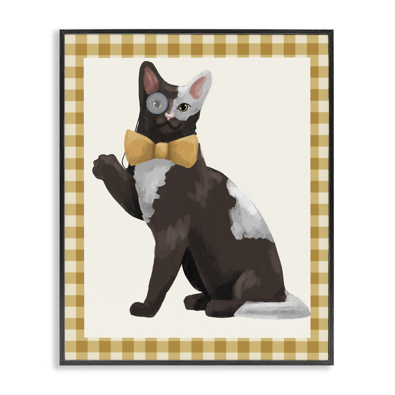 «Gentleman Cat» avec giclée encadrée, design par Sadie Harper, H 14 po x l 11 po, Giclée encadrée noir minuit