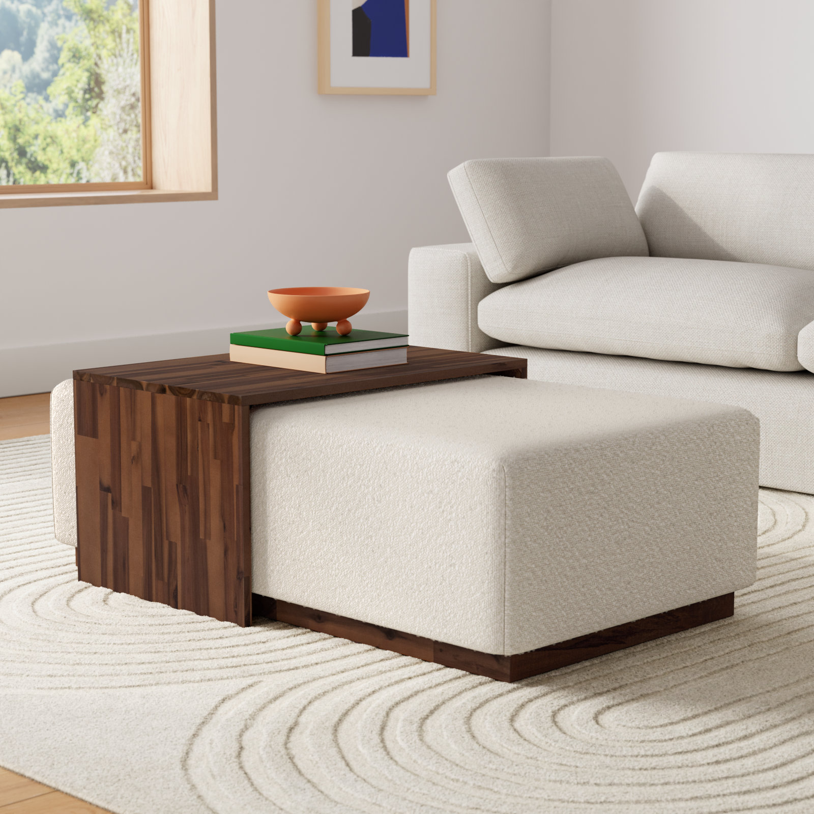 Dakota Solid Wood Coffee Table, Ivory