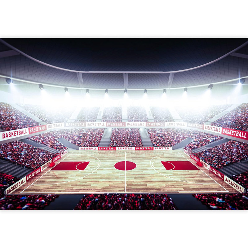 Neon Light Court Basketball Stadium Sports Athlète Photographie Exercice Gym Papier peint Murales, L 66 po x l 96 po