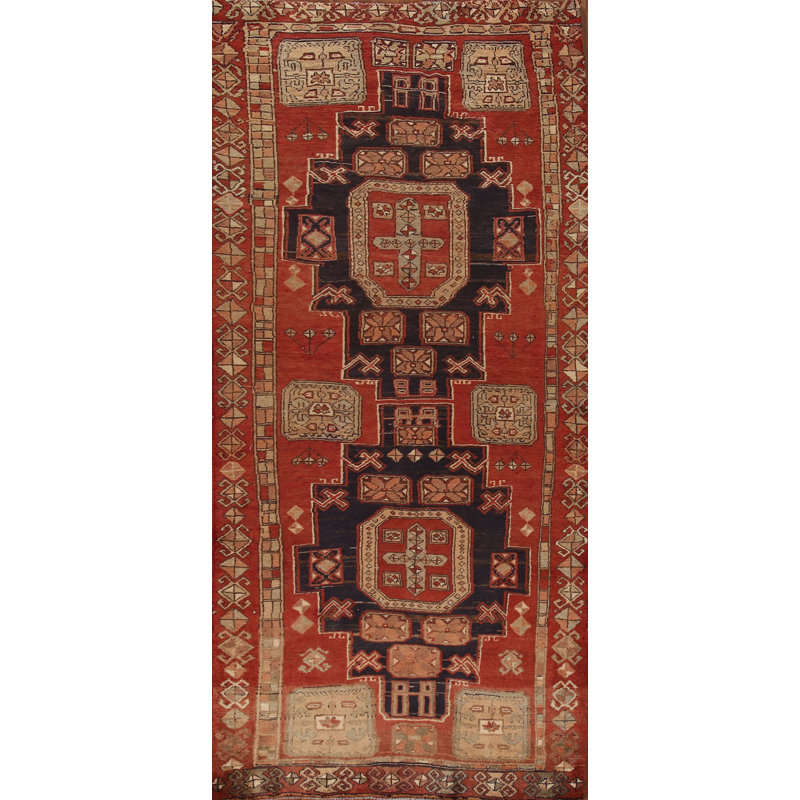 Geometric Wool   Runner Rug 4x10