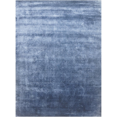 Tapis bleu / ivoire de haute qualité noué à la main
