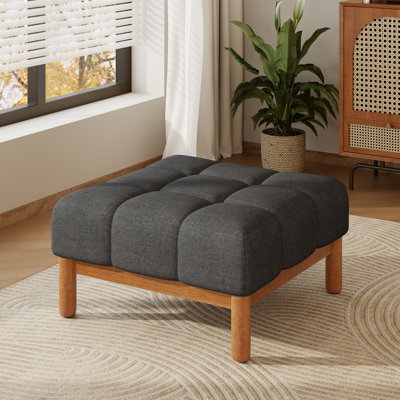 Kyra Modern Upholstered Deep Biscuit-Tufted Ottoman With Plush Foam Cushion