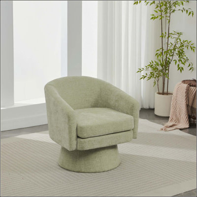 Fauteuil d'appoint contemporain pivotant en chenille, fauteuil demi-tonneau rotatif à 360 ° avec rembourrage moelleux pour le salon et le bureau