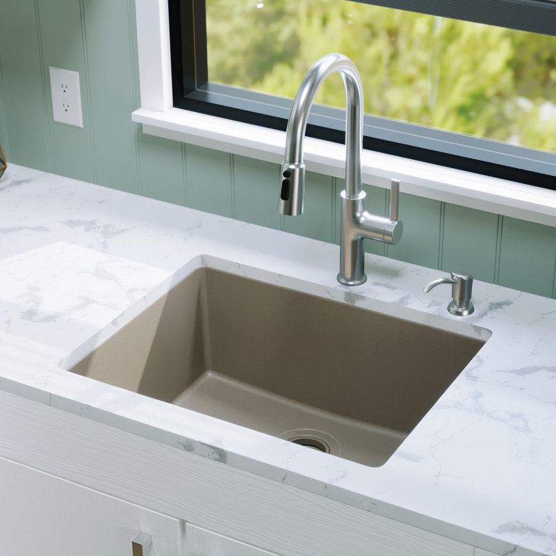 Évier de cuisine à simple cuve 24 3/8 po x 19 1/8 po Karran Quartz, Béton