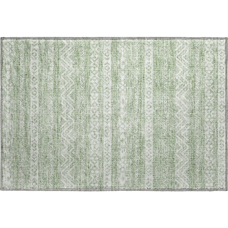 Premium Machine Washable Prisco Aloe Rug, Rectangle 1'8" x 2'6"