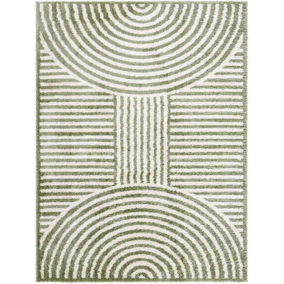 Green Modern Shaggy Washable Rug, Geometric Anti-Slip Rug For Living Room, Dining Room, Bedroom, Kitchen