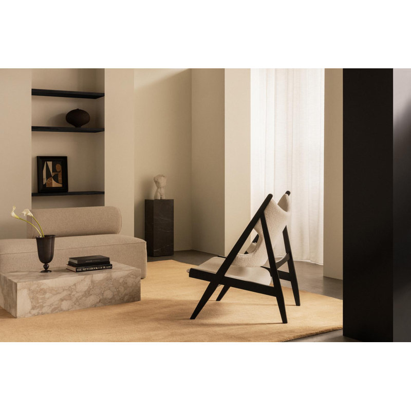 Knitting, Lounge Chair, Walnut Base, Upholstered Seat and Back PC3T, EU/US - CAL117 Foam, 0950 (Green), Baru, Baru, Sahco, Kvadrat