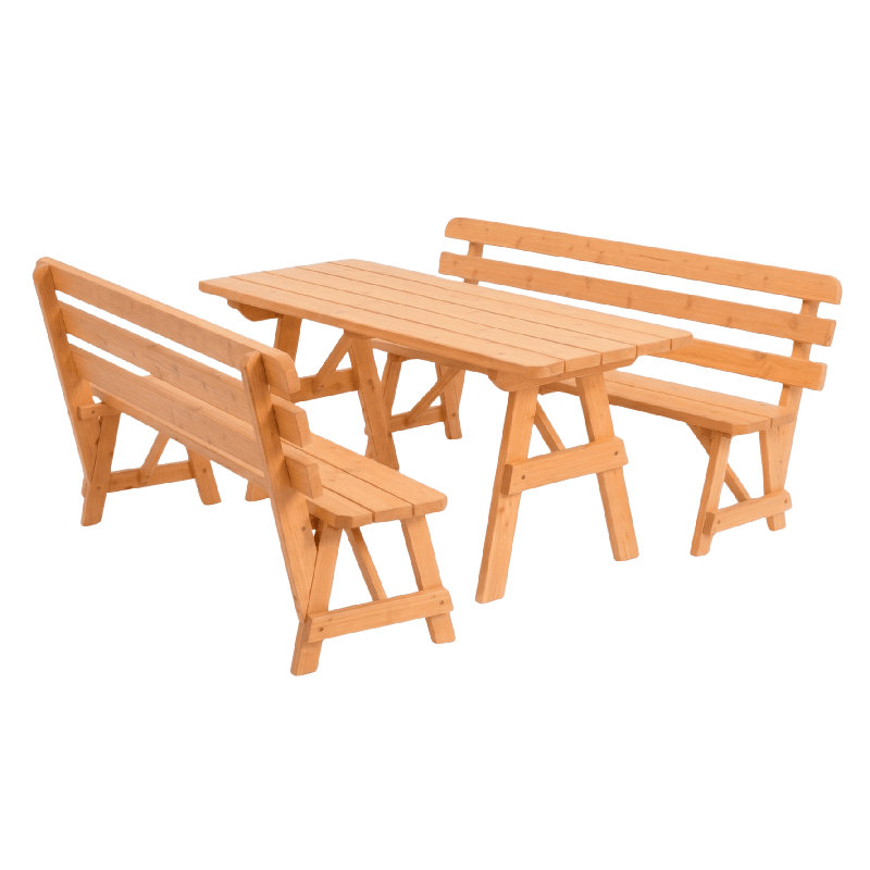  Table en cèdre rouge 5 pi avec 2 bancs en cèdre rouge, teinte naturelle, Teinture naturelle, 5 PIEDS