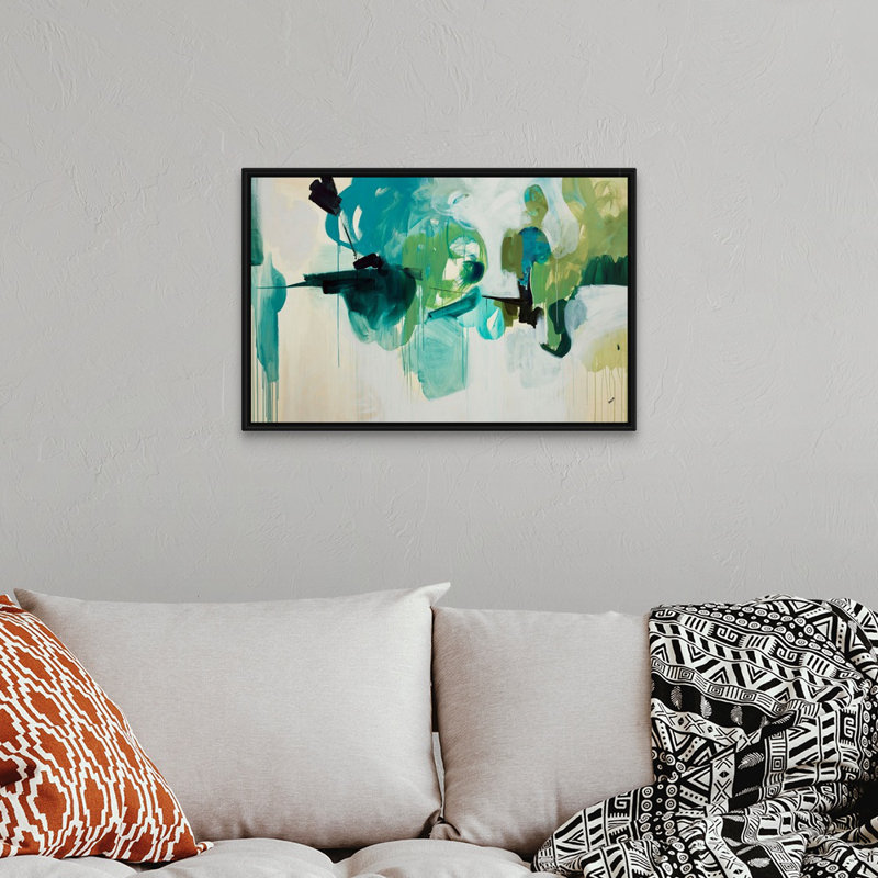 " Awash with Life " by Kari Taylor Painting, H 22 po x l 32 po x P 1,75po, Cadre flottant noir