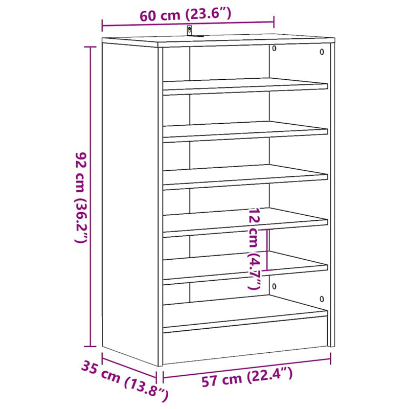 Shoe Cabinet Engineered Wood, Old Wood