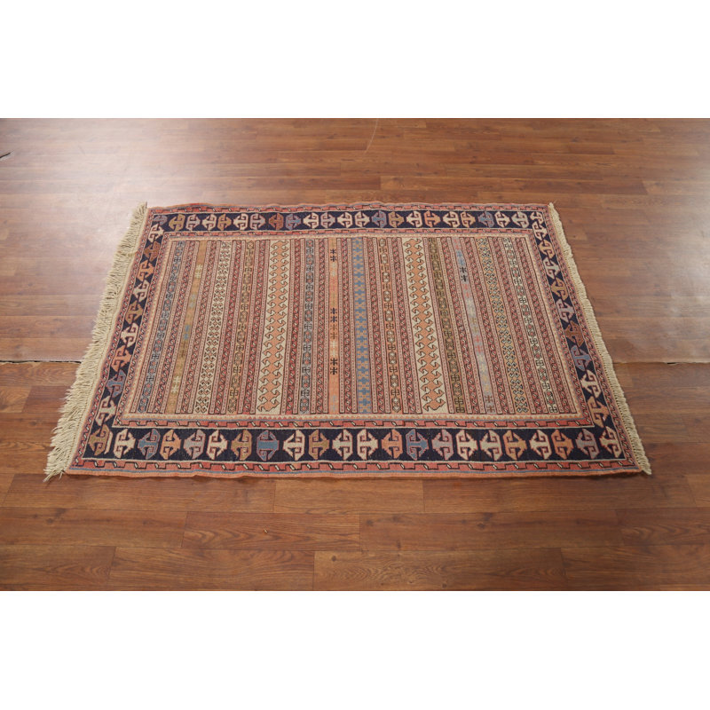 Tapis rayé à motif géométrique kilim 3 x 5