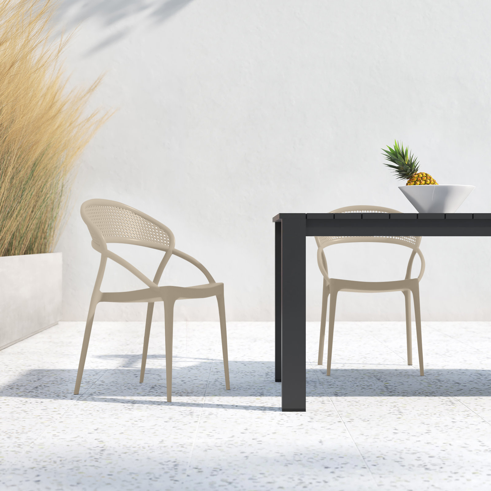 Farrah Stackable Patio Armchair, Dove Gray