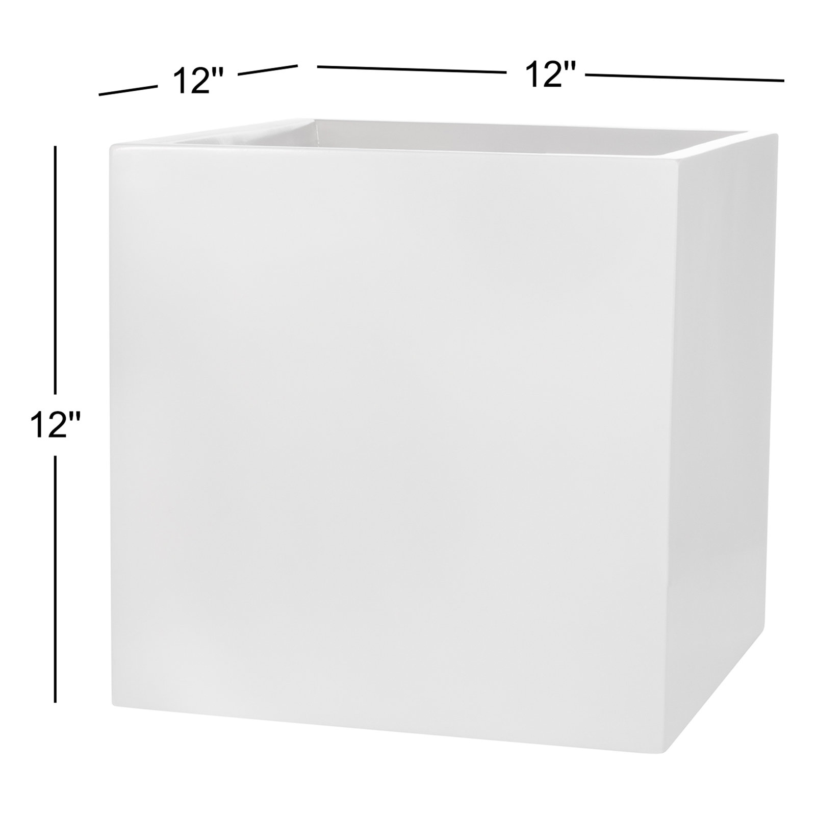 19" Pot Planter, 12" H x 12" W x 12" D, White