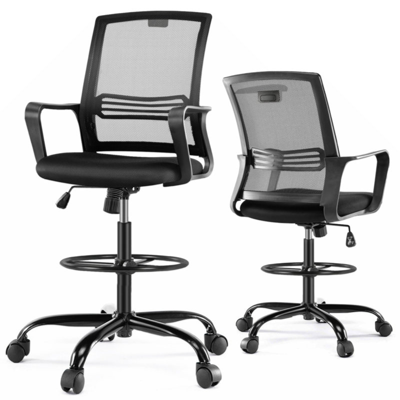Laeticia ABS+Rubber+Steel (Q235) Drafting Chair, Black