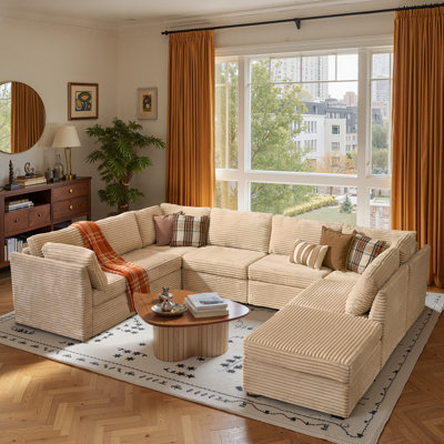 Nathasa 8-Piece Upholstered Corduroy Sectional