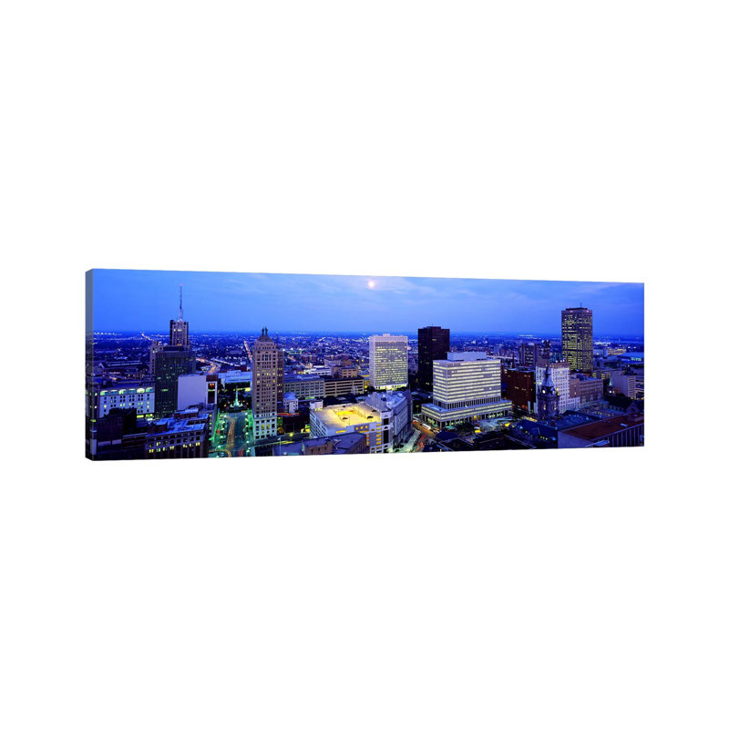 Evening, Buffalo, New York State, USA - Wrapped Canvas Panoramic Print, 30.48 cm H x 91.44 cm W x 1.91 cm D