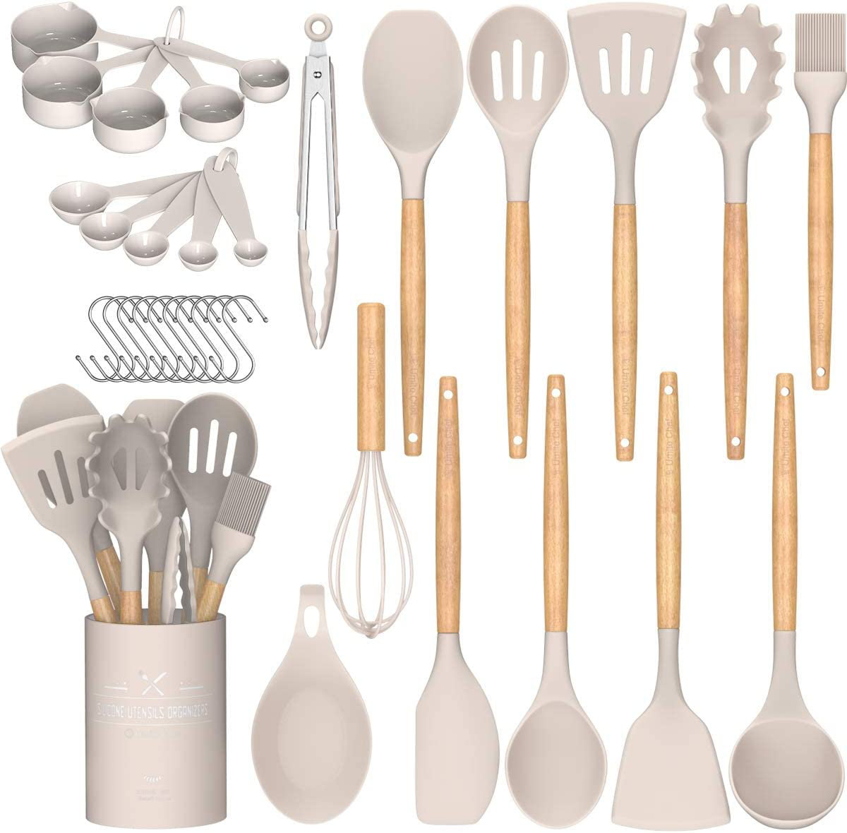 12pc Silicone Cooking Utensils Set Non-stick Spatula Shovel Soup Cooking  Tool With Wooden Handle Storage Box Kitchen Accessories - Cooking Tool Sets  - AliExpress
