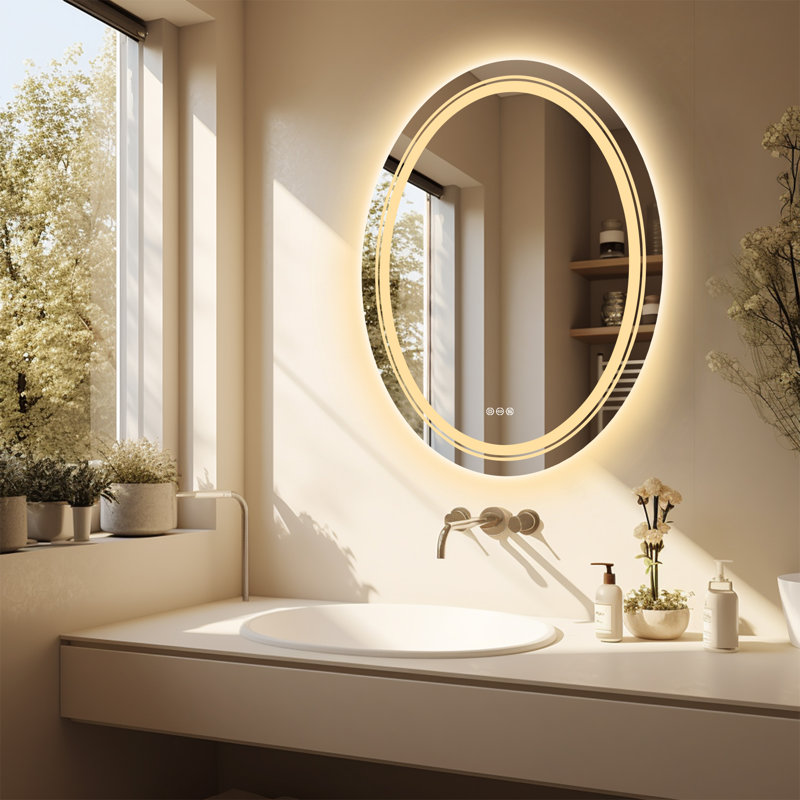 Francesa Oval Wall Mirror, 28" H x 20" W x 2" D