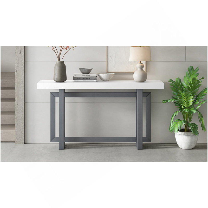 Console 59 "en bois massif, Gris foncé, Blanc