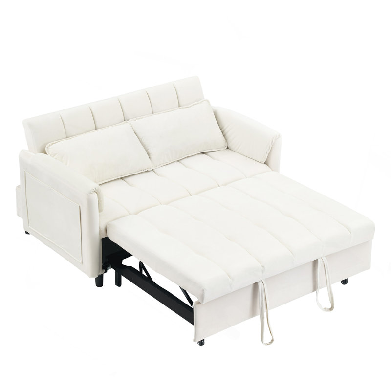 Canapé 52 po beige moderne en velours, Beige