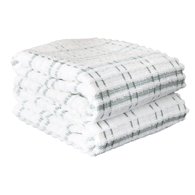 Cotton Plaid Waffle Tea Towel Kitchen Towel, Juniper