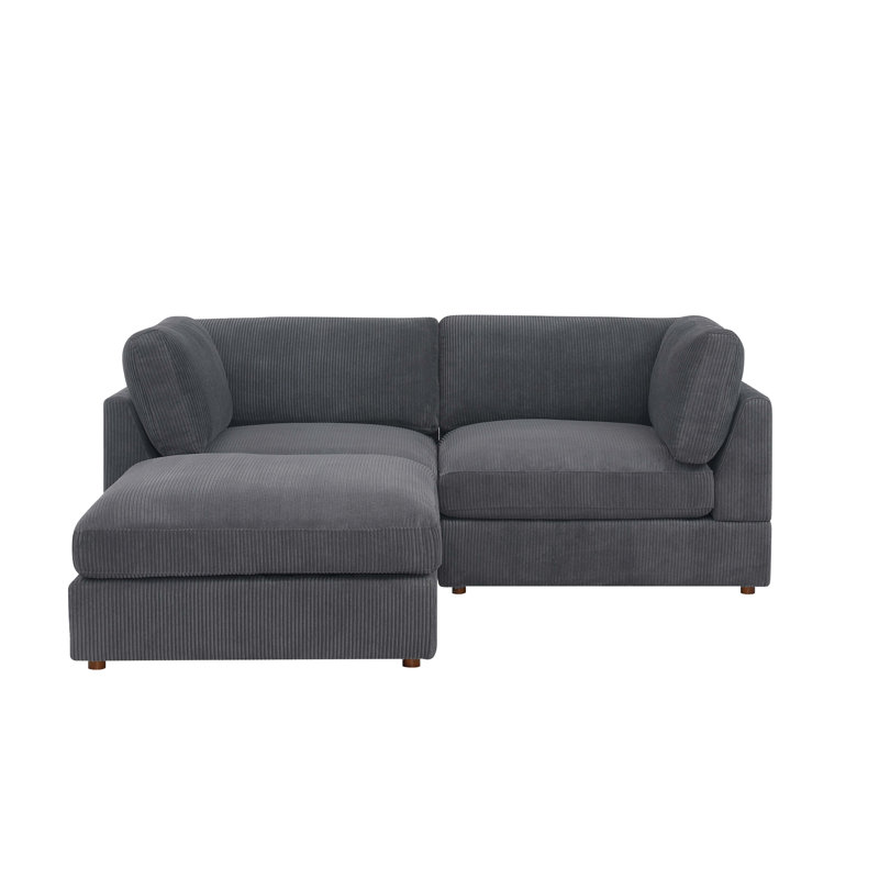 Canapé modulaire en velours côtelé Arkney, Gris foncé