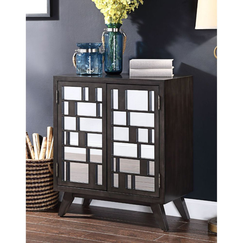 Cardone Transitional 31"L Rectangular 2-Door Console Table in Dark Gray and Oak
