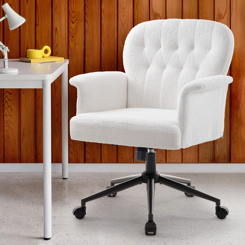 Upholstered Swivel Armchair, White