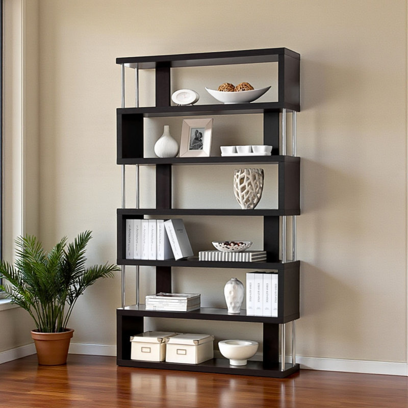 Rencher Geometric Bookcase, (6 Shelves) 44" H x 43" W x 12" D