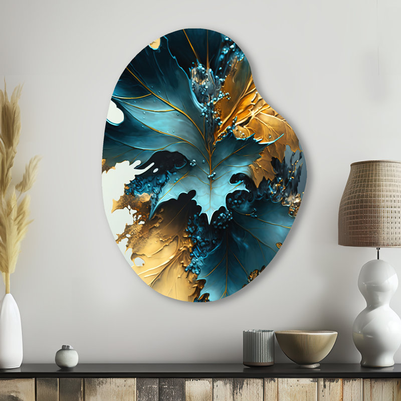 «Everett - Unique Shape Leaves», reproduction d'art asymétrique en métal, H 38 po x l 28 po x P 1 po